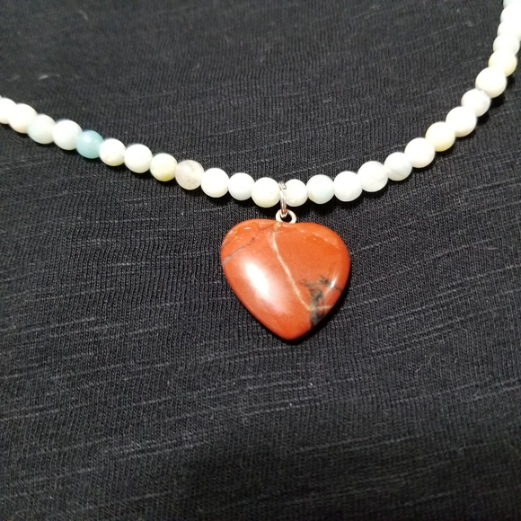 @suziesmiles13 Jewelry - Heart Pendant Handmade Stone Necklace NWT